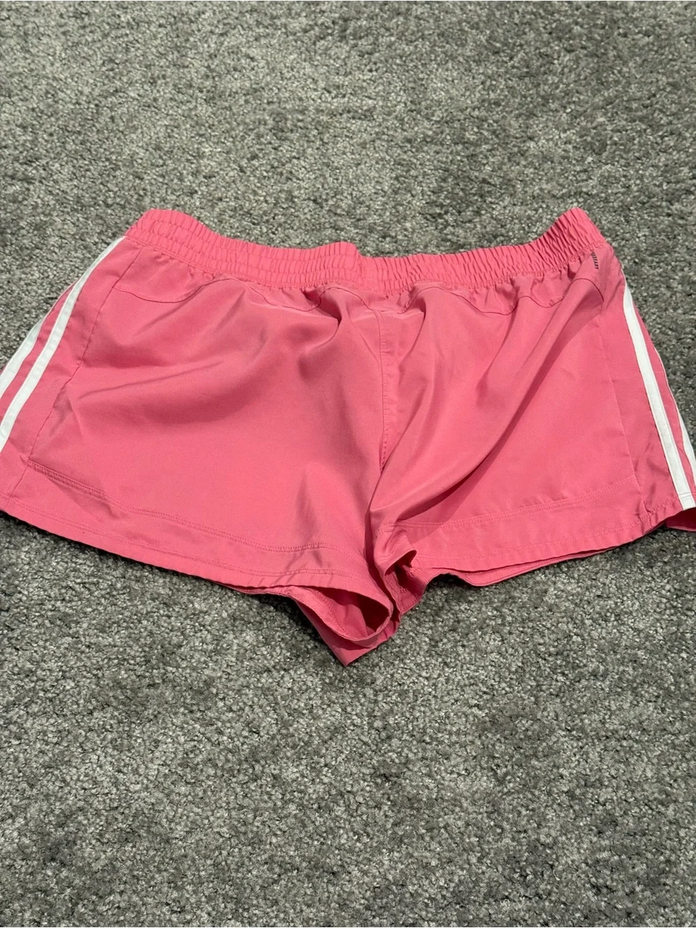 adidas Pink Running Shorts with White Stripes